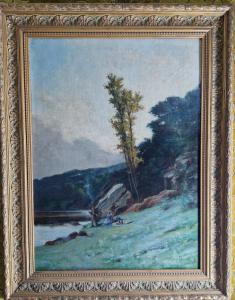 Picnic in riva al fiume pittore Clovis Francois DIdier  