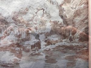 Dibujo representando una escena rural del siglo XVIII