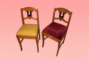 Gruppo di 6 sedie stile Biedermeier del 1800 in legno di betulla
