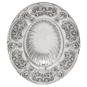 Centro-tavola Liberty ovale in silver plate - n. 1838 -