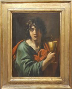 VENDUTO - SAN GIOVANNI EVANGELISTA- Dipinto su tela ambito di Simon Vouet