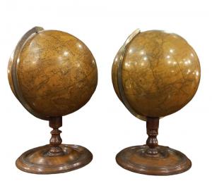 Pareja de globos terráqueos victorianos