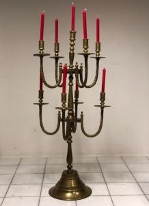 Candelabro de bronce dorado de nueve llamas, siglo XIX
