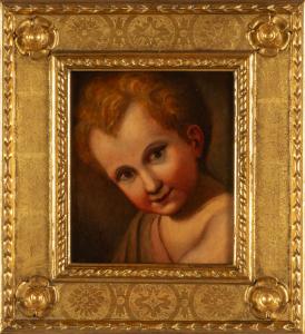 Volto di bimbo, olio su tavola, scuola italiana secolo XVIII