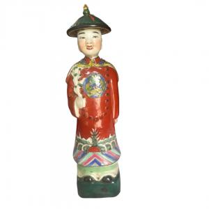 Estatua de mayólica ''Mandarín'' China siglo XX