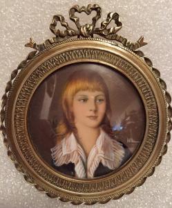 Miniatura sobre marfilina con marco de bronce Napoleón III