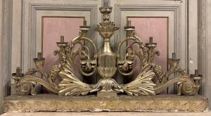 LAMP246 - Candelabro plateado, época del siglo XVIII, medidas cm L 138 x H 76 x P 14