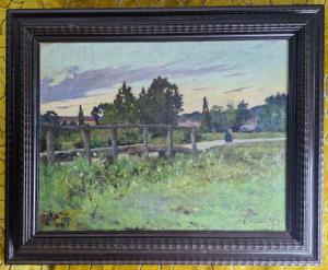 Paesaggio della campagna francese pittore COPPENOLLE EDMOND 1846 -1914