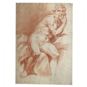 Pareja de Dibujos a Sanguina con Estudios de Desnudo