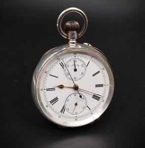 Reloj de bolsillo con cronógrafo, época 1900.